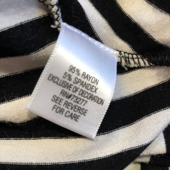 ELLE Black White Contrast Striped Peplum Short Sleeve Top Medium - Picture 4 of 5